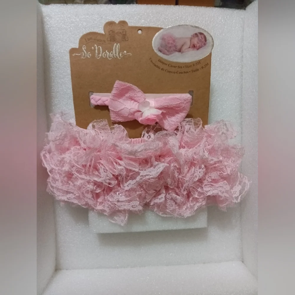 Two Piece Diaper Cover And Headband Set